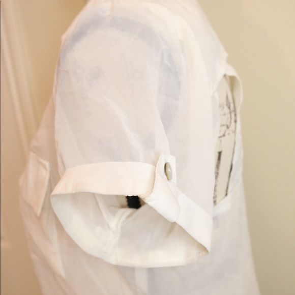 New with tags sheer white button up blouse collar - Picture 3 of 8